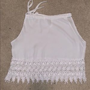 White lace bottom crop top